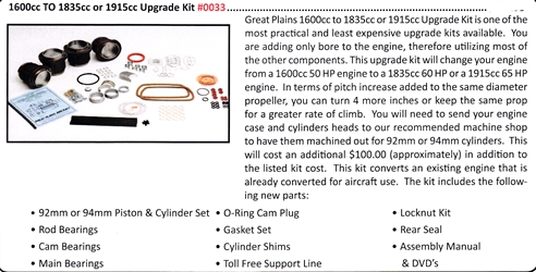 0033 / 1600cc to 1835cc or 1915cc Upgrade Kit 