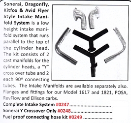0247 / Sonerai, Dragonfly, Kitfox & Avid Flyer Style Intake Manifold System 